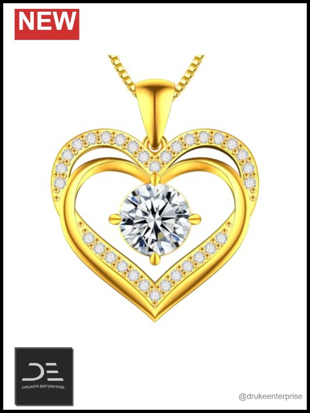 925 Sterling Silver Moissanite Heart Necklace Pendant Women Gift